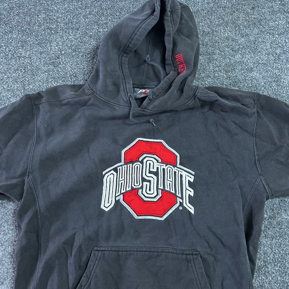 Pro Player Hoodie Mens Size L Black Ohio State Buckeyes Embroidered Logo Casual